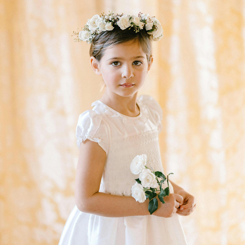 Colombe White Silk Ceremony Girl Dress