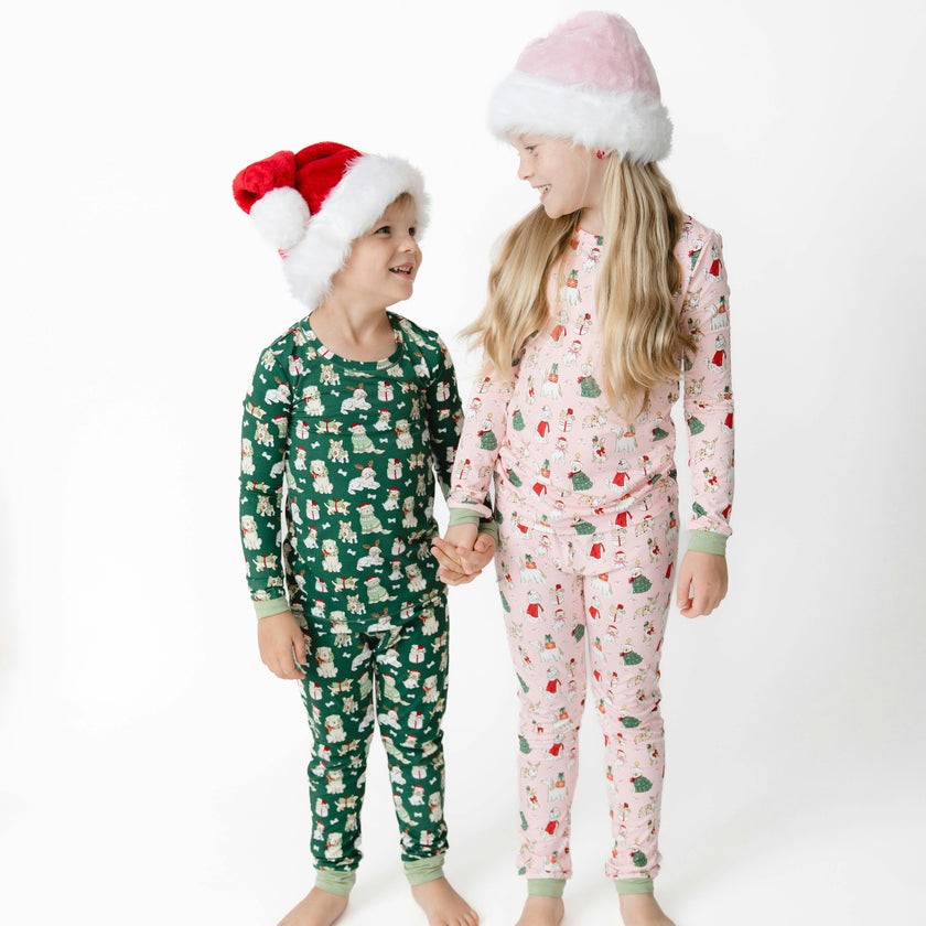 Christmas Dogs Uni - Bamboo - Long Sleeve Loungewear Set