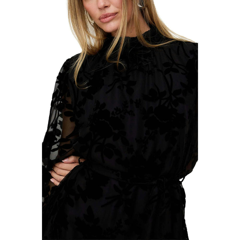 Brezze High Neck Velvet Burnout Maxi Dress