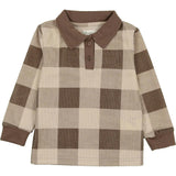 Corduroy Plaid Panel Long Sleeve Polo Shirt