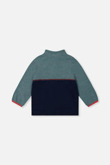 Zip Mock Neck Top Pale Turquoise