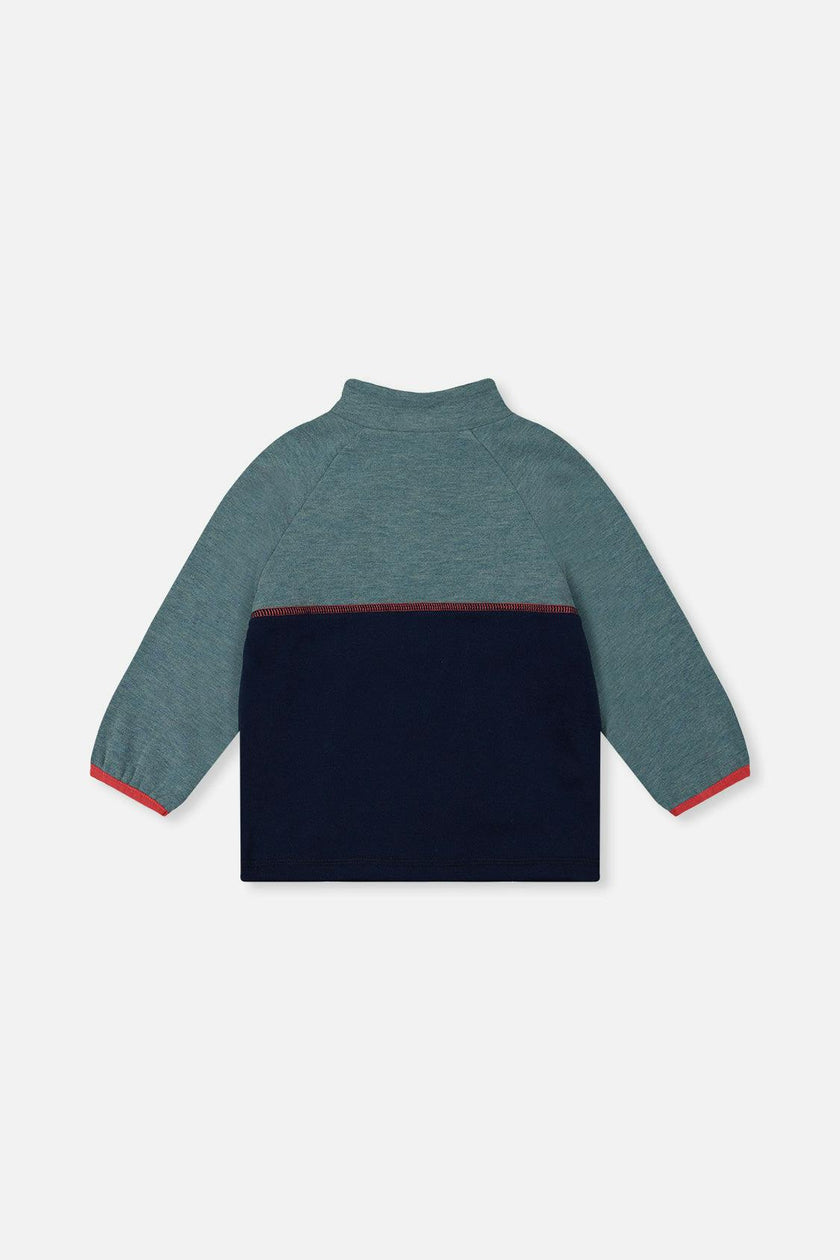 Zip Mock Neck Top Pale Turquoise