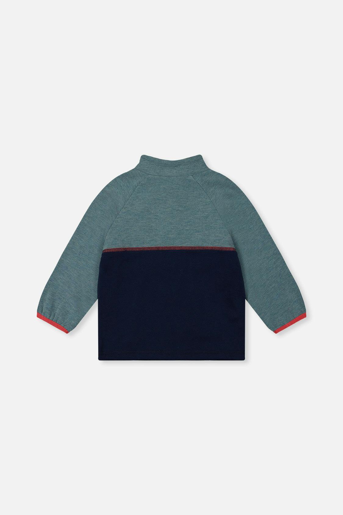 Zip Mock Neck Top Pale Turquoise
