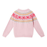 Girls Sweater & Flare Legging Set | Bow Fair Isle - Pink