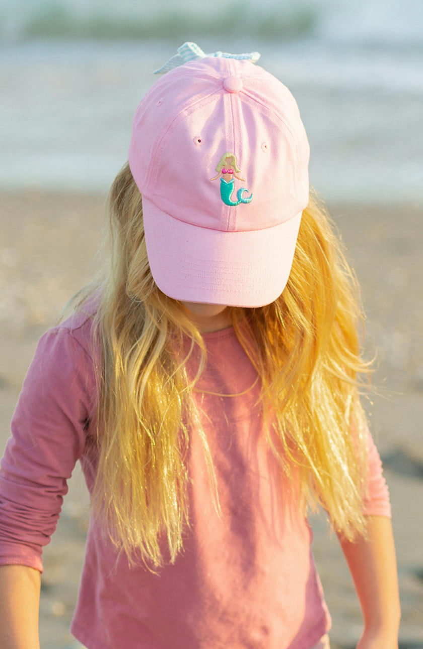Pink Mermaid Bow Baseball Hat