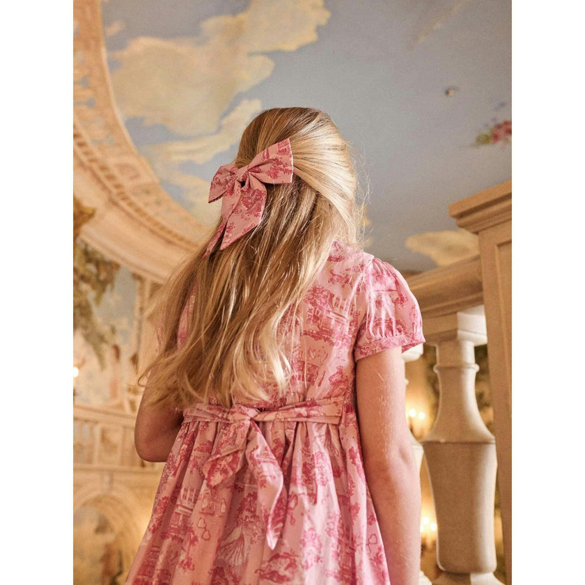 Nicky Hilton x La Coqueta Pink Toile de Jouy Theodora Girl Hand-Smocked Dress