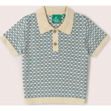 Hazy Blue Short Sleeve Knitted Top, Blue