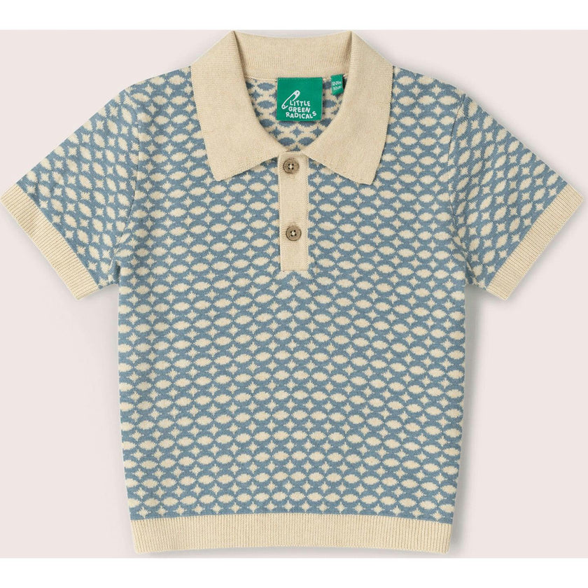 Hazy Blue Short Sleeve Knitted Top, Blue