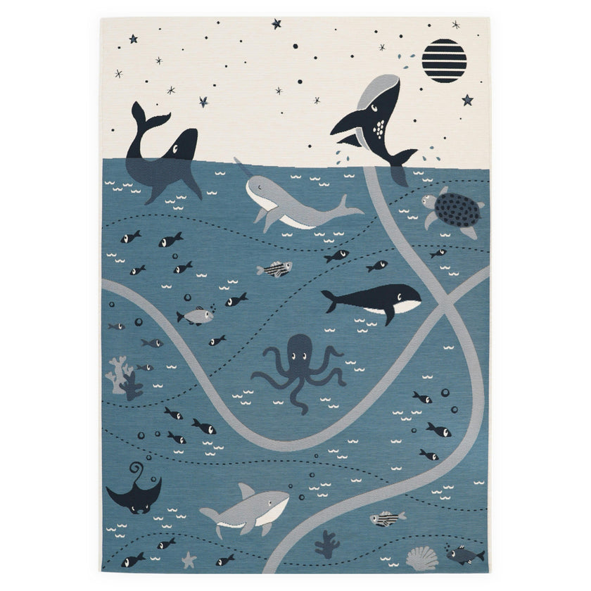 Flat Woven Graphic Print Rectangular Play Rug