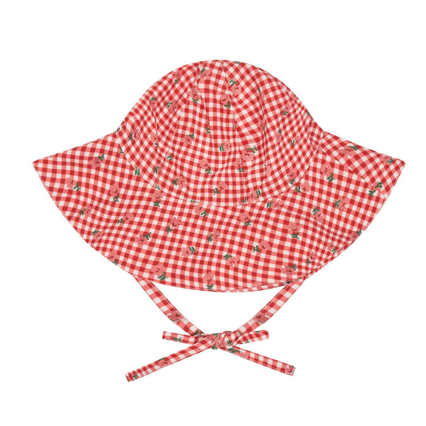 baby cranberry gingham sun hat