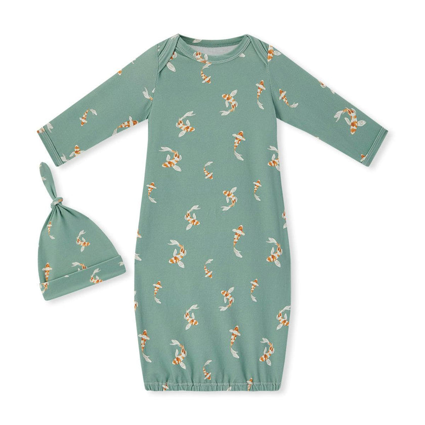 Swimming Koi Cotton Stretch Newborn Gown & Hat Set