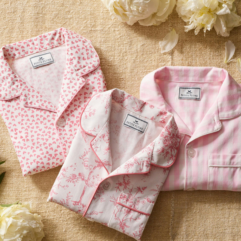 Kid's Twill Pajama Short Set in Pink Gingham