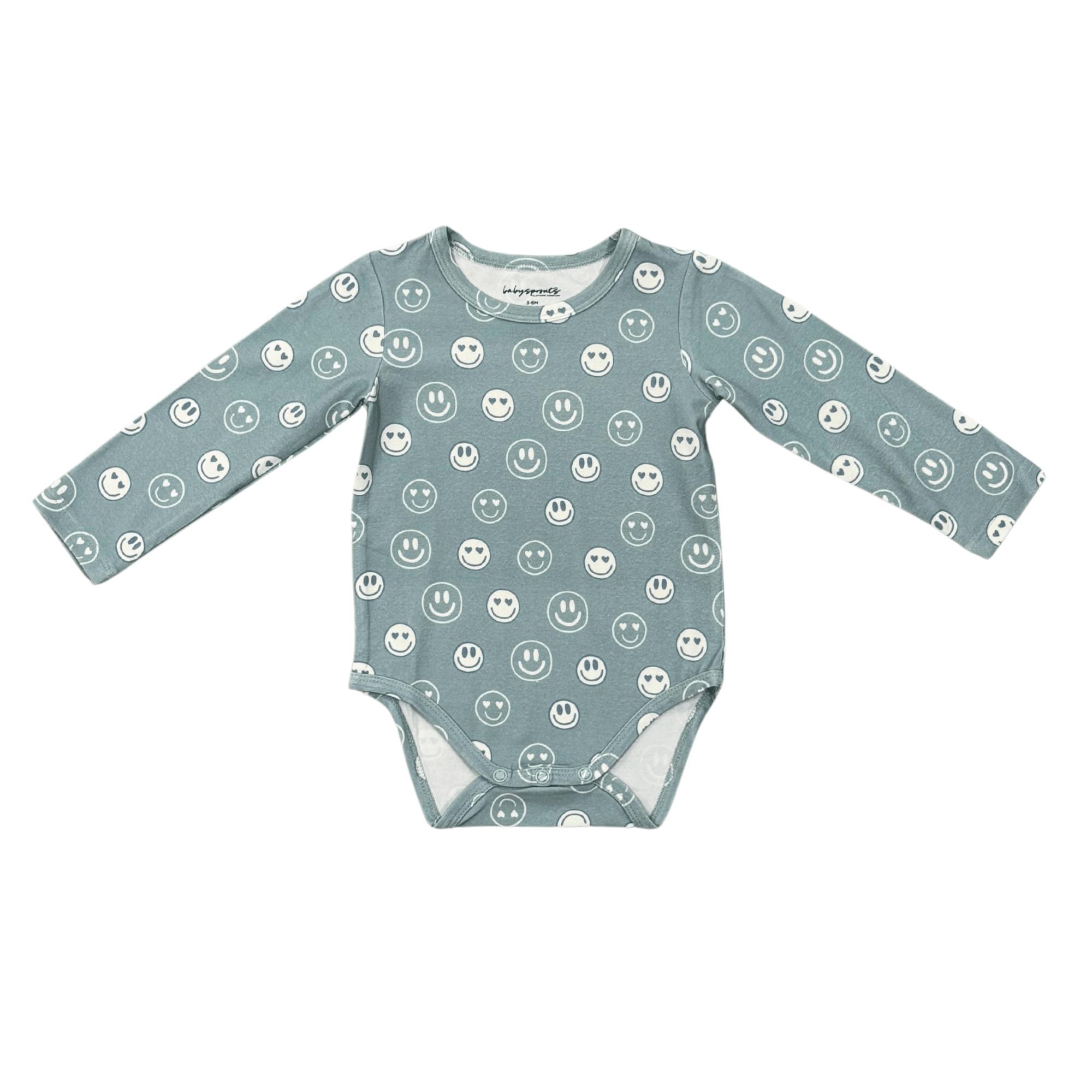 Baby Boy Long Sleeve Bodysuit in Heart Eyes