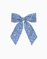 Extra Large Bow Hair Bow Pony in Miniature Blue Floral