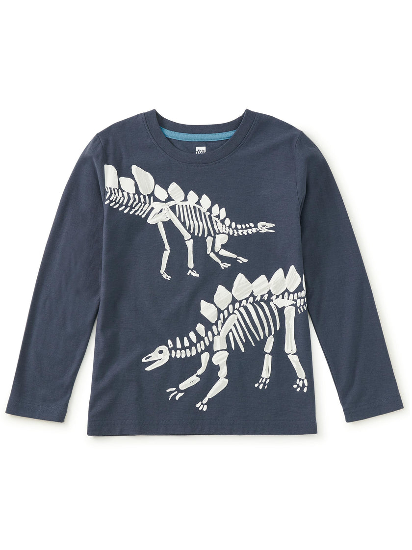 Fossil Stegosaurus Graphic Tee, Blue Ombre