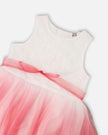 Bi-Material Pleated Mesh Dress