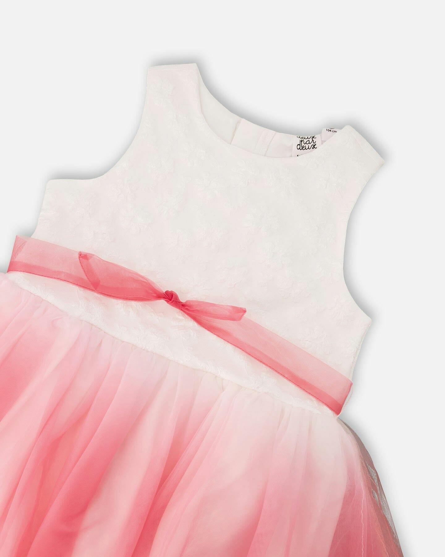 Bi-Material Pleated Mesh Dress