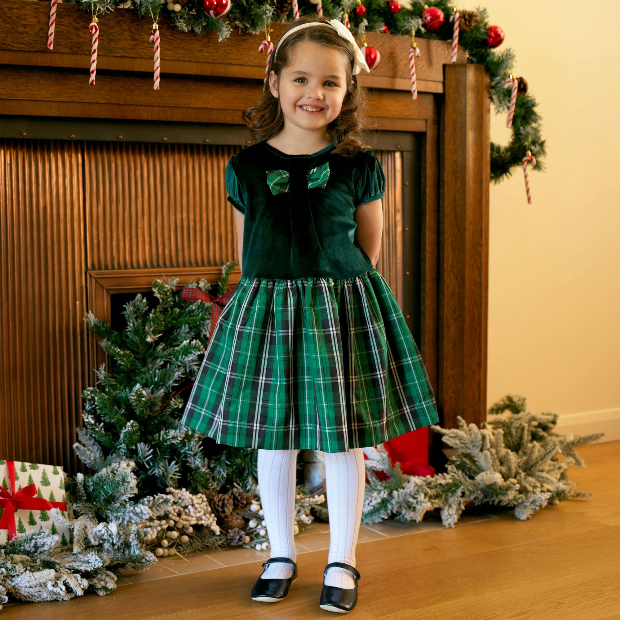 Velvet Check Party Dress