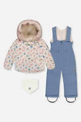 Baby Two Piece Snowsuit White With Floral Print