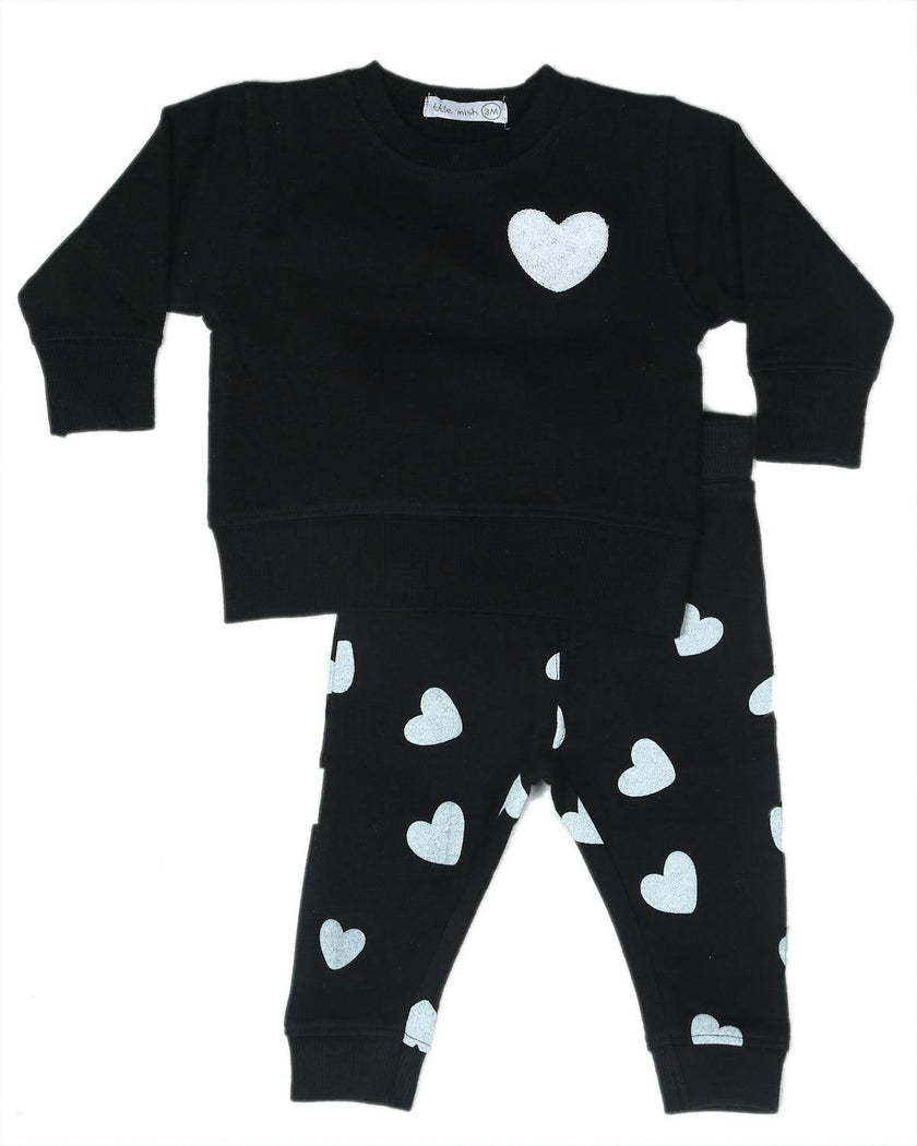 Toddler Chenille Heart Set - Black
