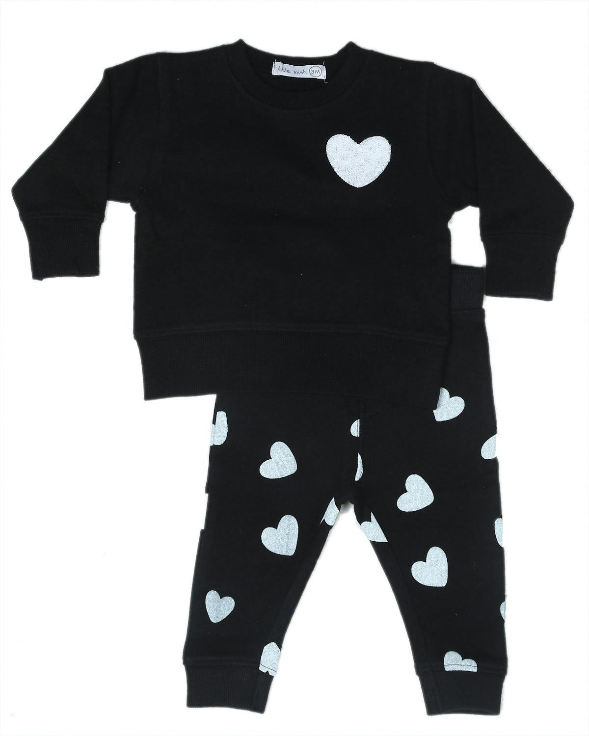 Baby Chenille Heart Set - Black