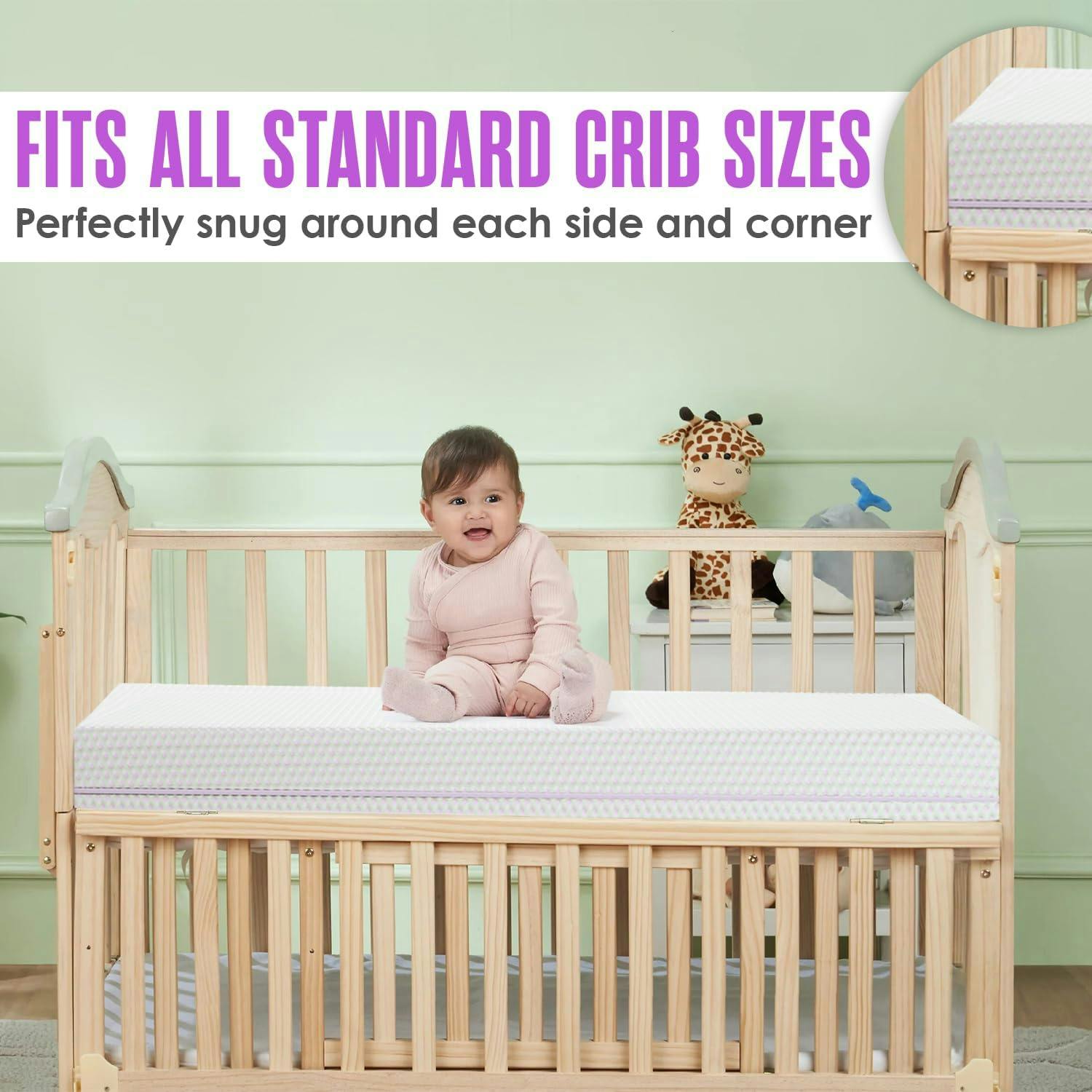 6” Crib & Toddler Bed Mattress – Made in USA – CertiPUR & OEKO-TEX Certified – Breathable Waterproof Washable Removable Soft Cover – Dual Sided Pink