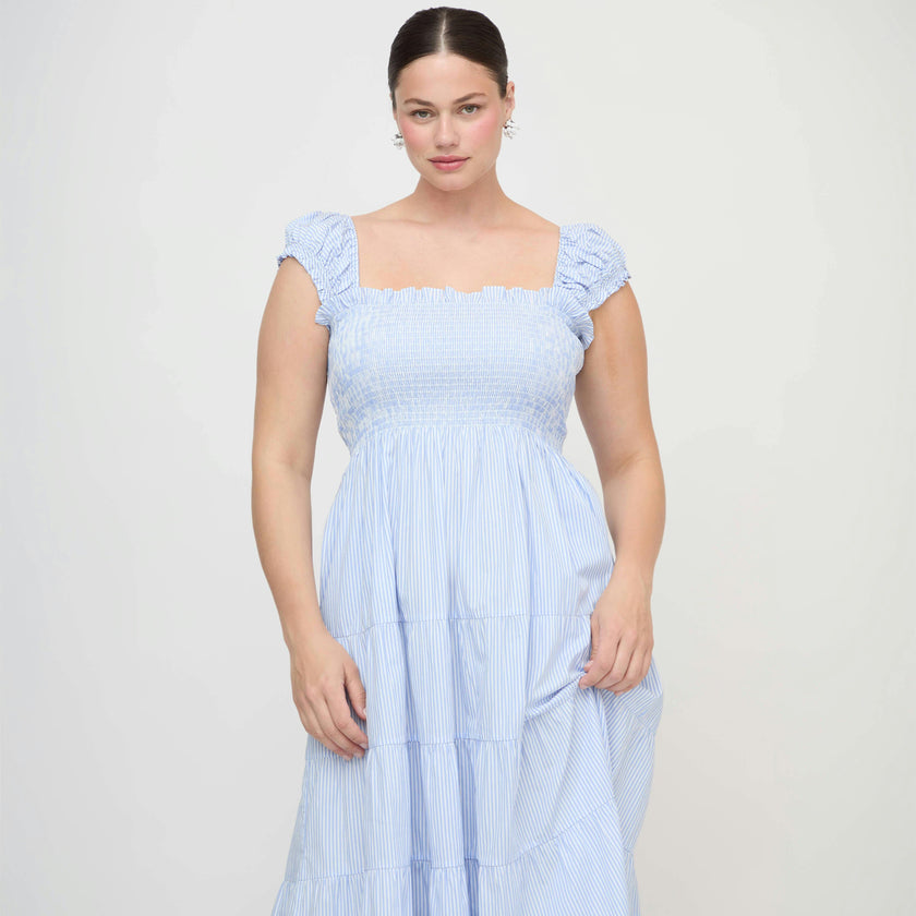 The Stella Nap Dress - Blue/White Stripe