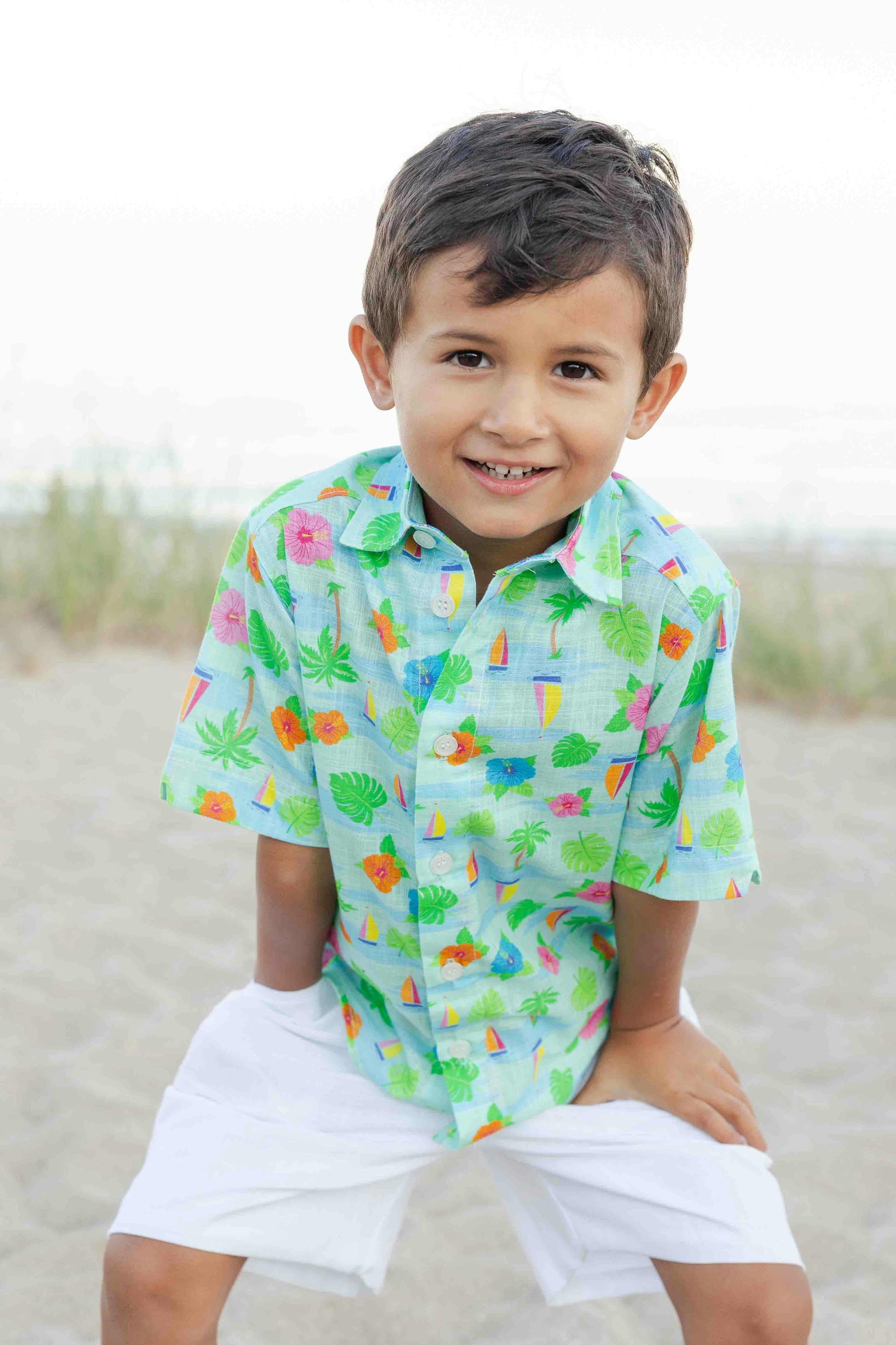 Printed Linen-Look Camp Shirt
