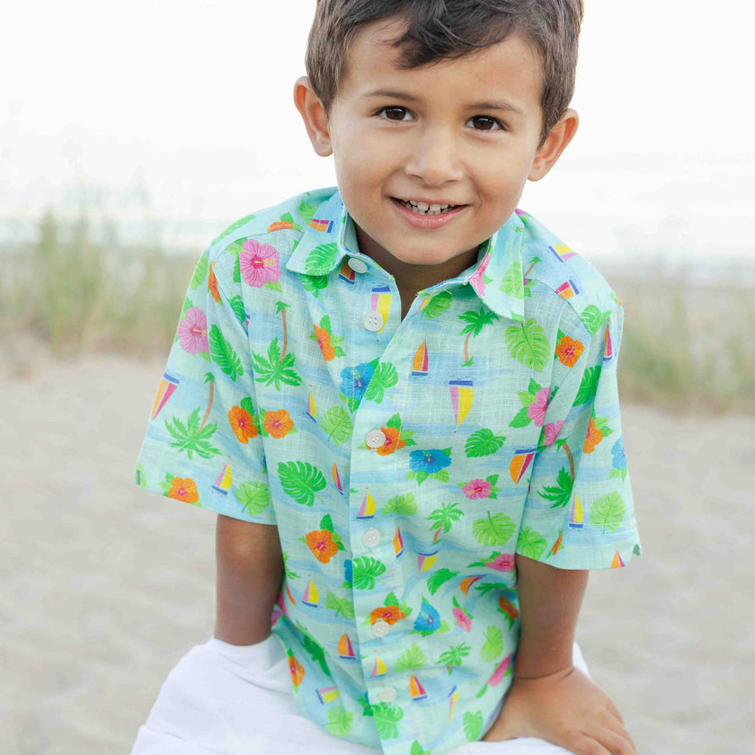 Printed Linen-Look Camp Shirt