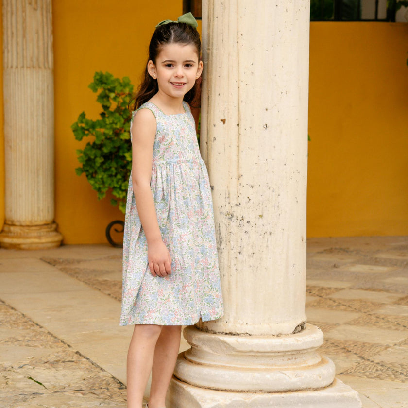 Stripy Dress Mint Blue Floral