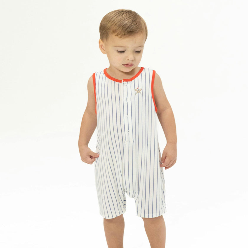 Baseball Stripe - Sleeveless Shortie Romper