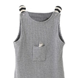 Gray Rib Pocket Romper