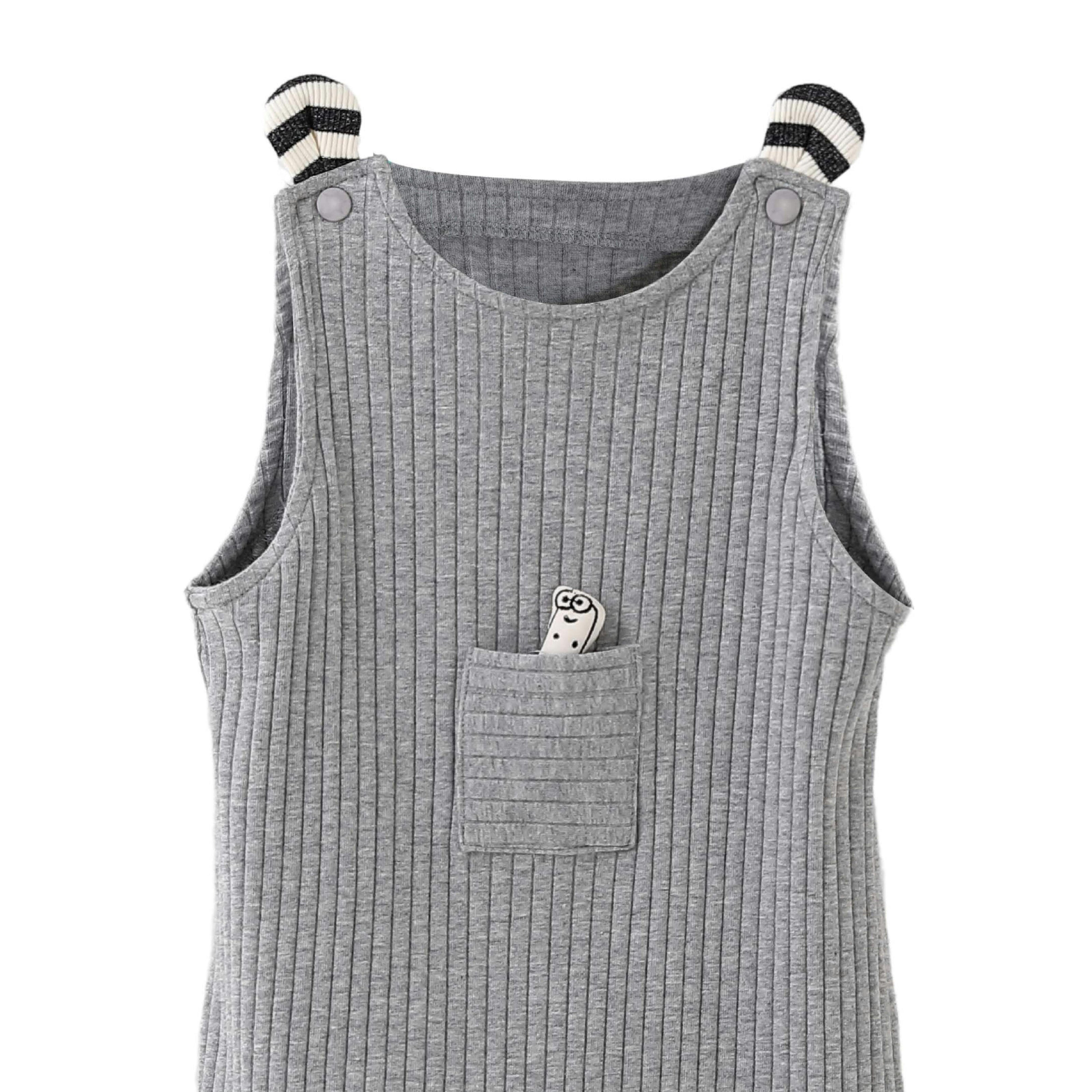 Gray Rib Pocket Romper
