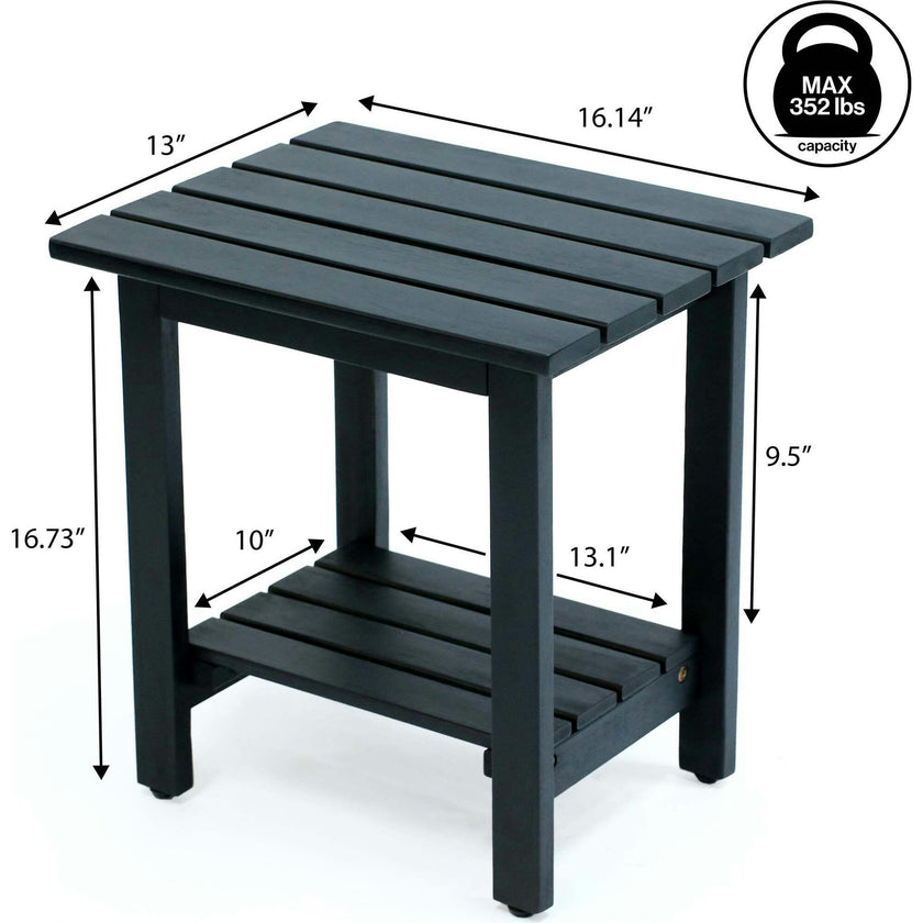 Kellie 16.1" Cottage Classic Slatted Solid Acacia Wood Indoor/Outdoor Shower Bench with Shelf