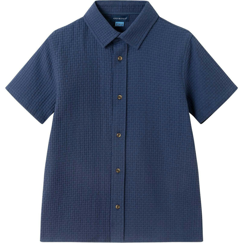 Tween Boys Basket Weave Buttondown Shirt | Navy