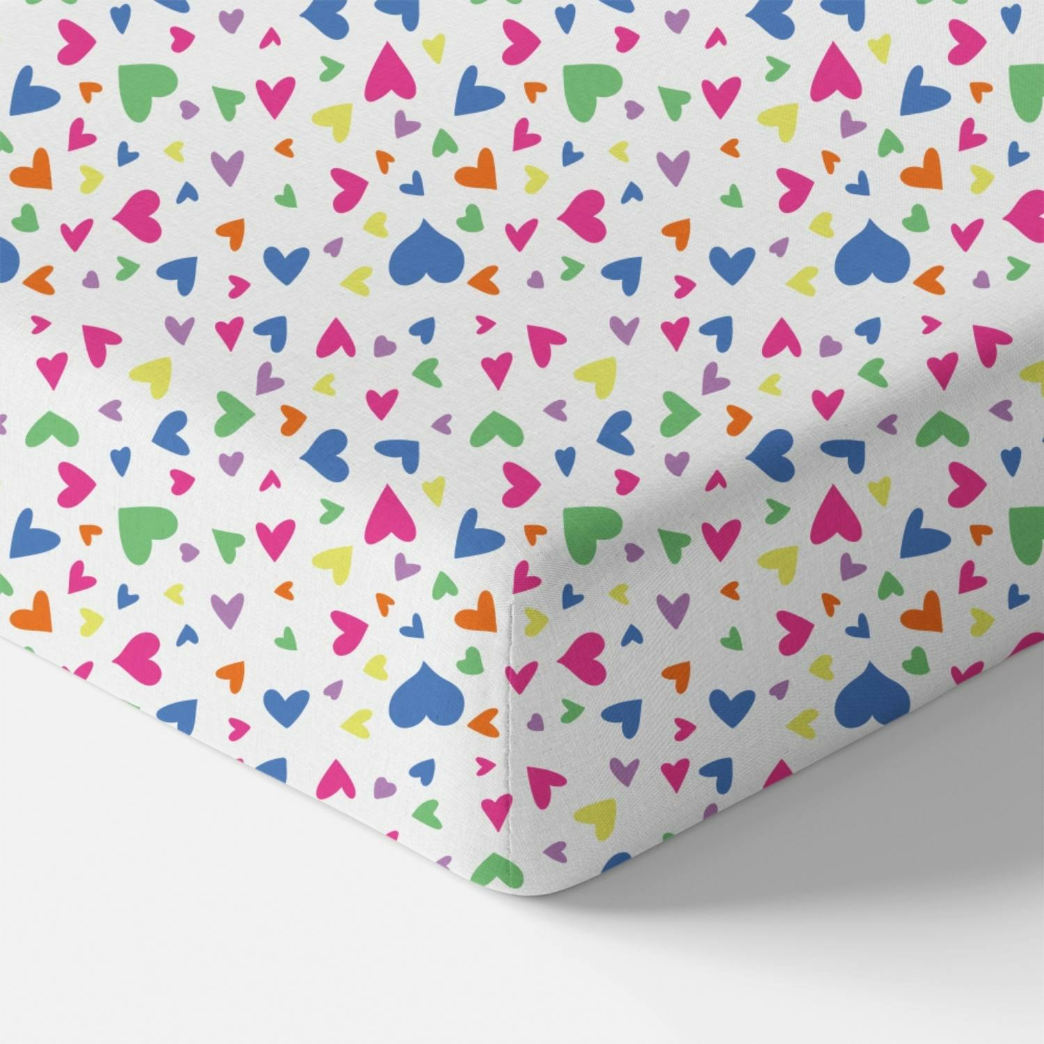 Organic Crib Sheet - Colorful Hearts