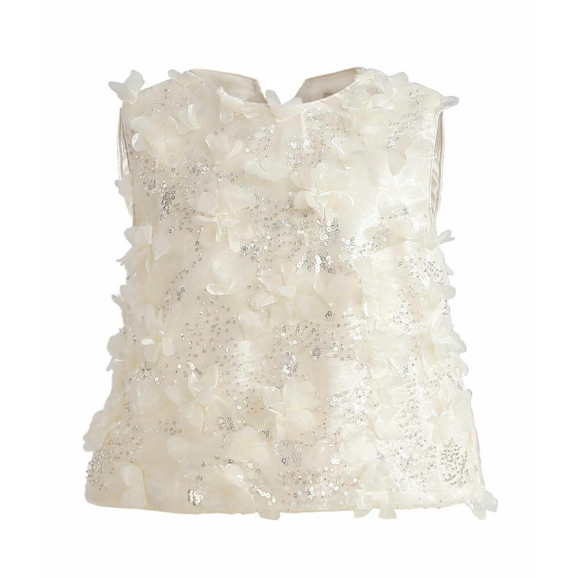 Ivory Amorette Floral Appliqué Top and Dress Set