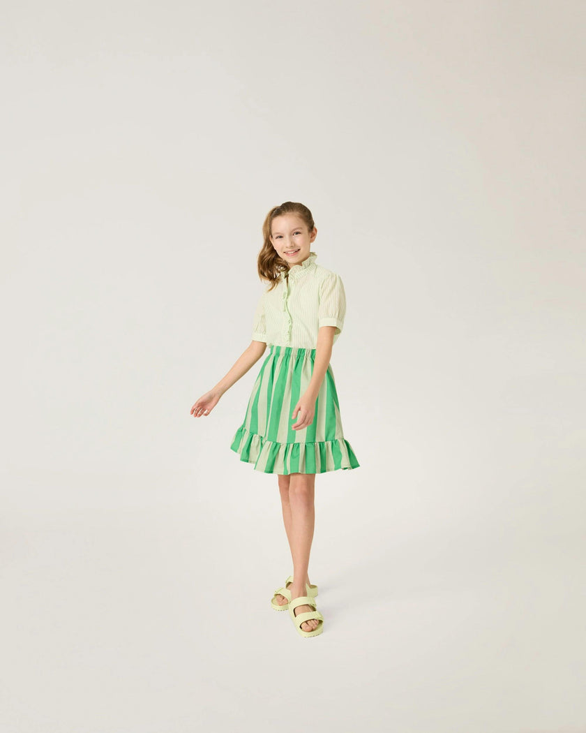 Organic Sunday Skirt in Green Stripe