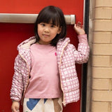 Recycled Polyester Pink Grid Lightweight Puffer