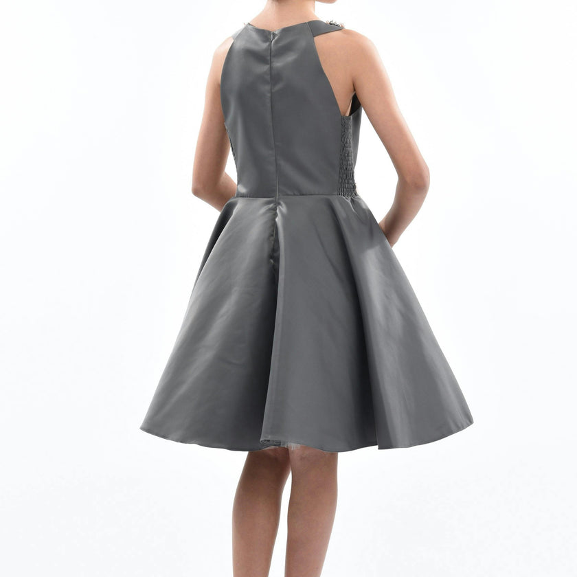 Gray Cardona Pearl Halter Dress