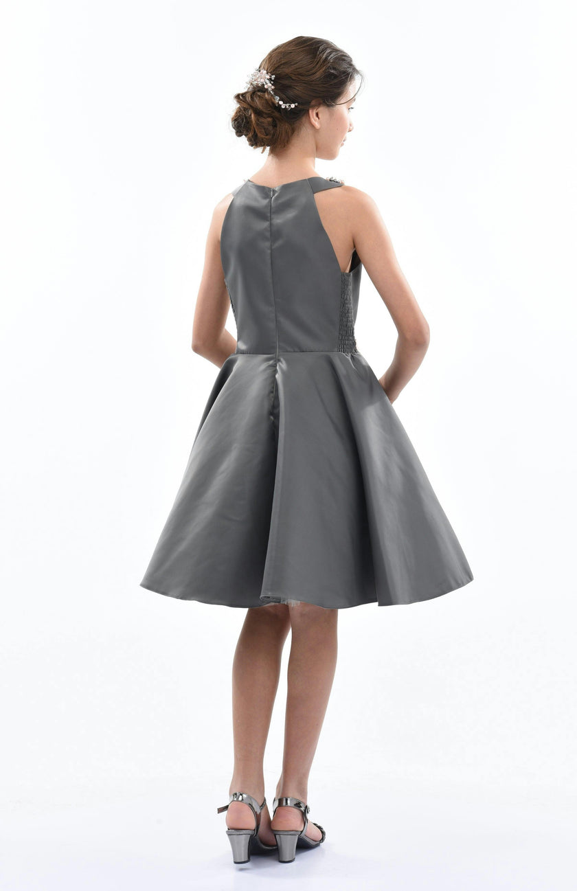 Gray Cardona Pearl Halter Dress