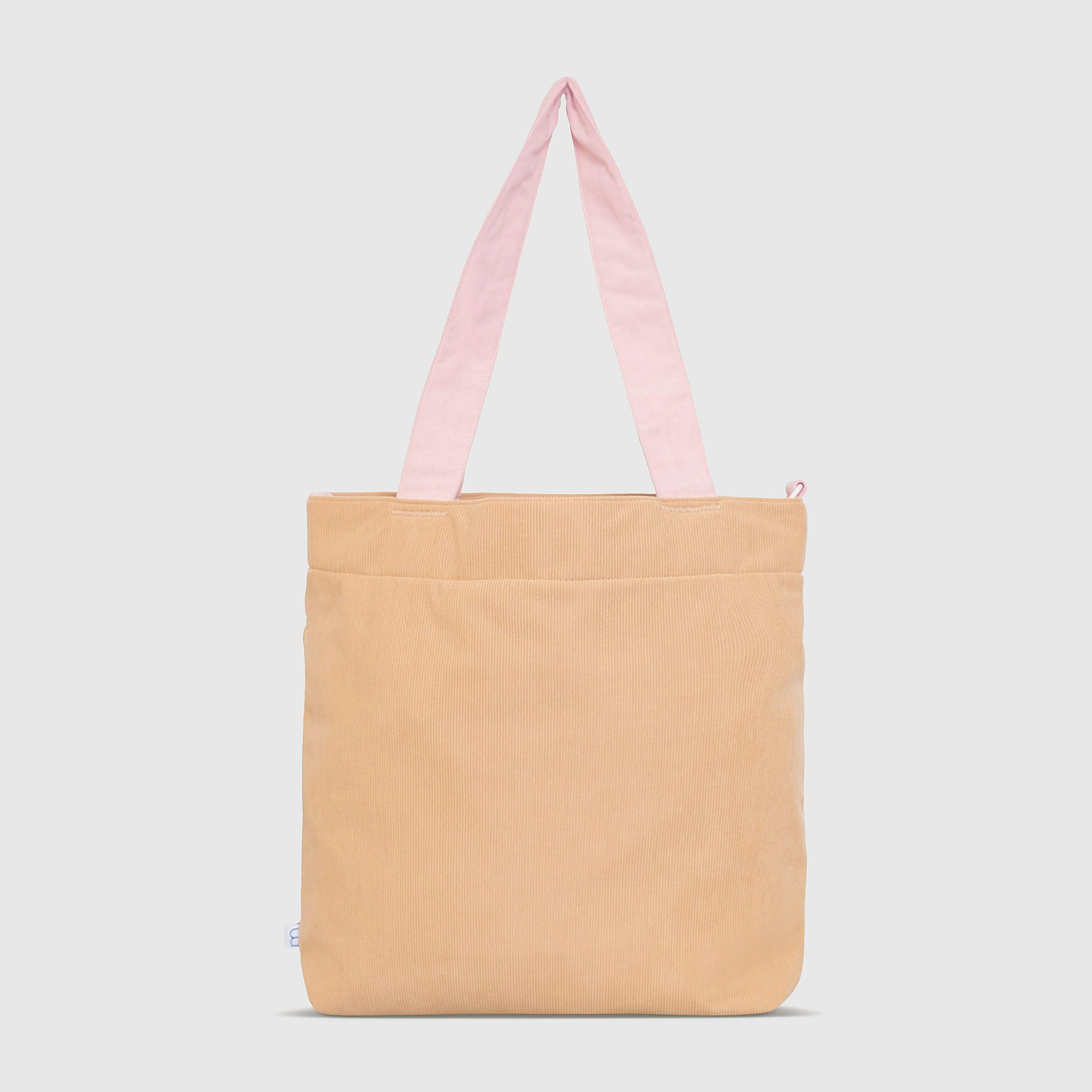 Color Block Tote – Corduroy & Sherpa Bag with Double Pockets + Cozy Coin Purse, Curry