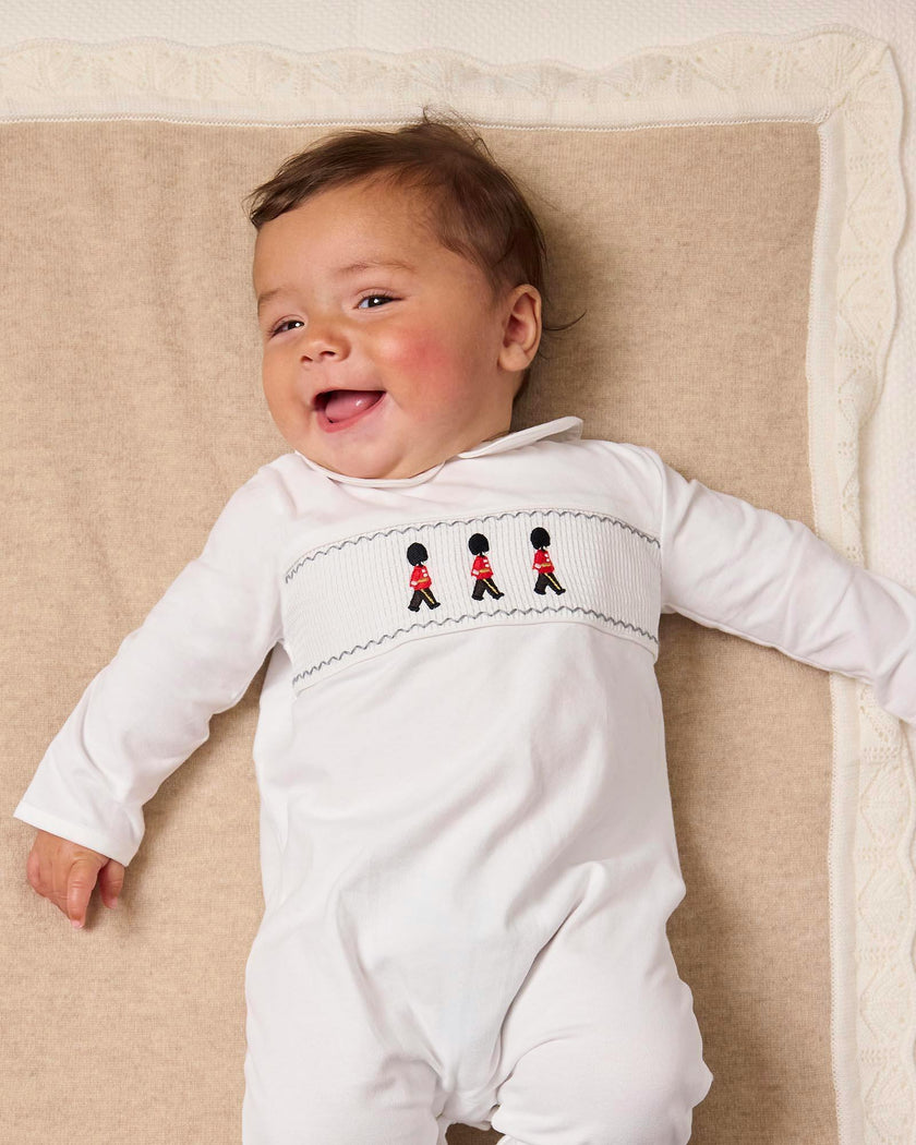Baby Smocked Onesie in Guardsman