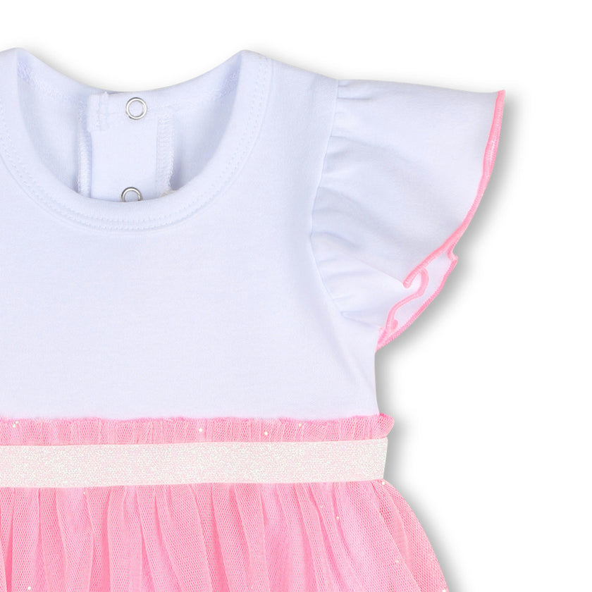 White & Pink Floral Baby Dress