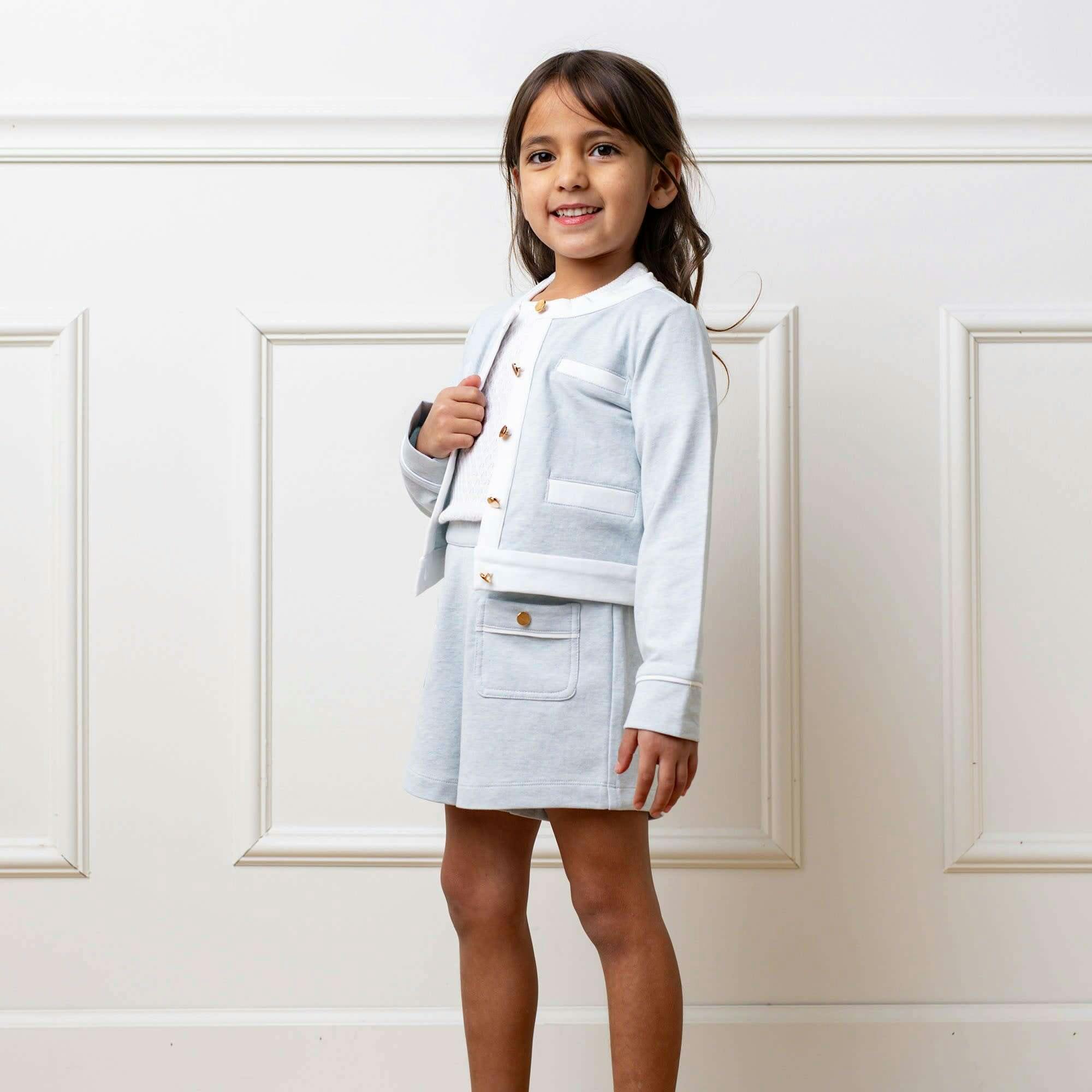 Organic French Terry Contrast Trim Cardigan, Blue