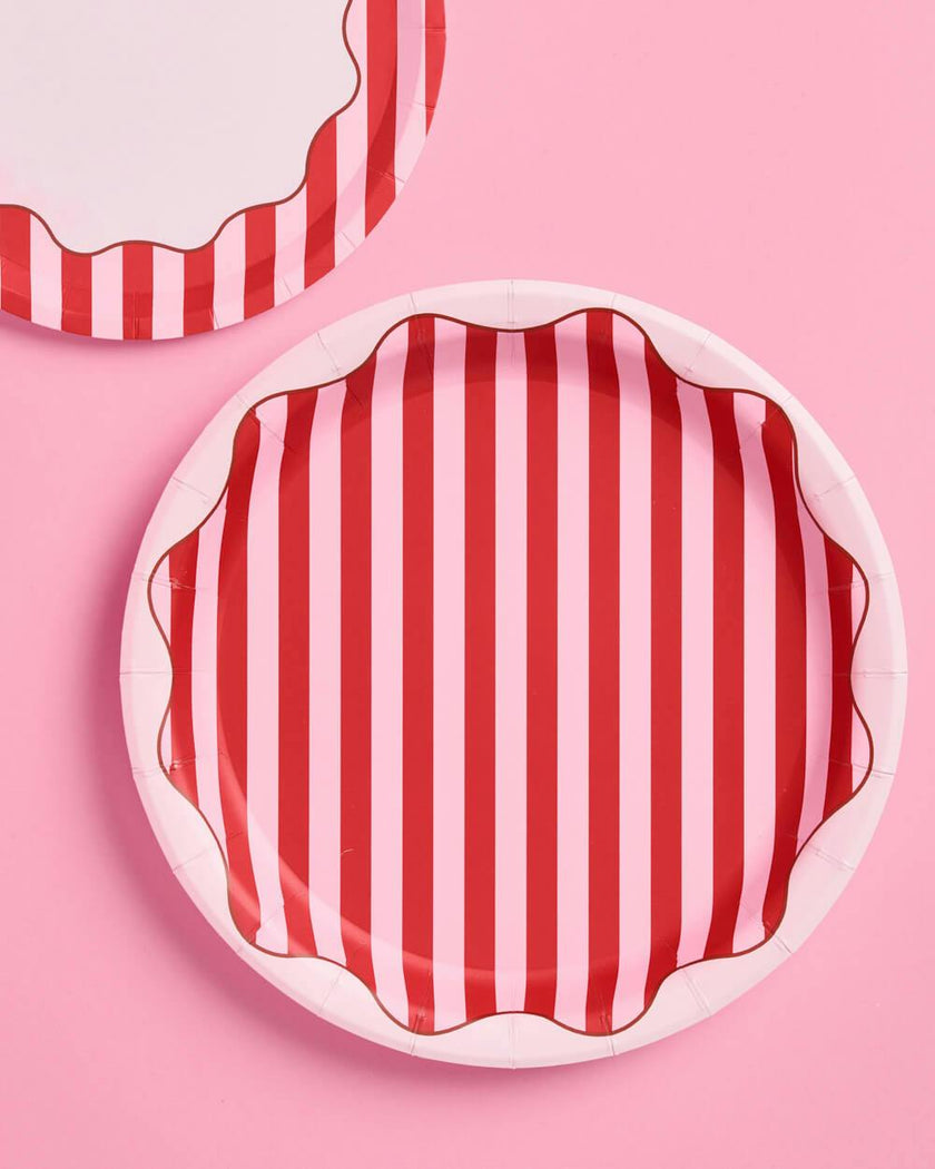 Candy Stripe Plates - 10 paper plates, 9in