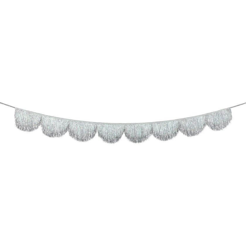 Silver Iridescent Tinsel Scallop Garland