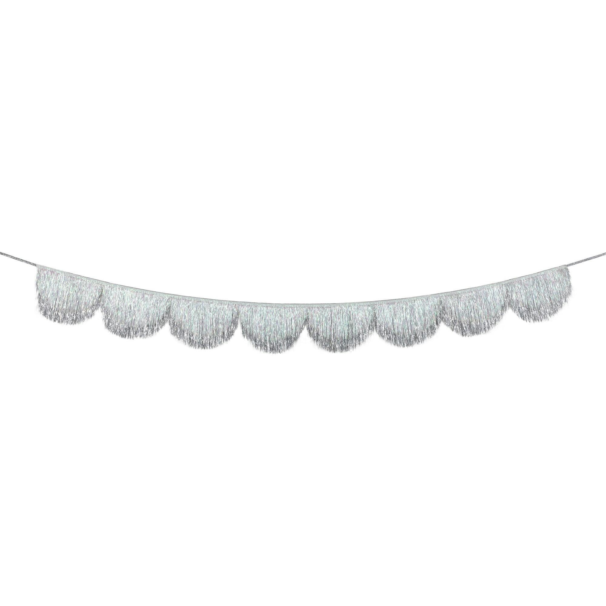 Silver Iridescent Tinsel Scallop Garland