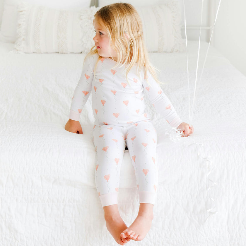 White Heart Balloon Pajama Set