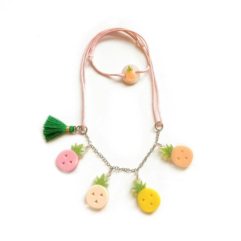 Multi Pineapple Pink Yellow Necklace